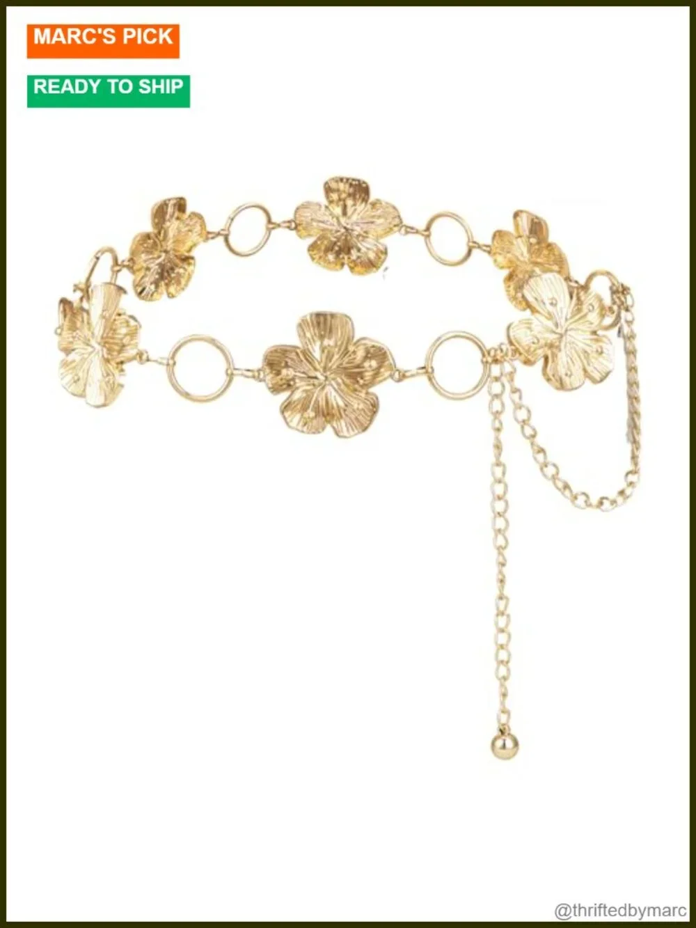 Zinc Alloy Metal Chain Belt Hollow Out Daisy Decorative Sweater Belt Skinny